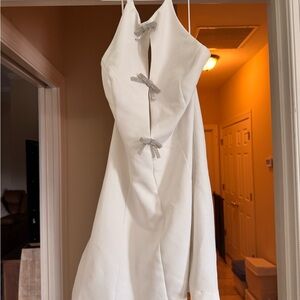 Elegant White Dress with Bow Accents